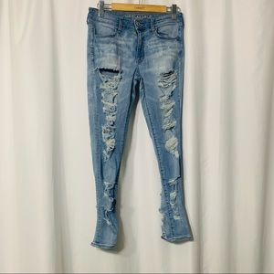 American Eagle High Waist Distressed Jegging Skinny Jeans Size 12
